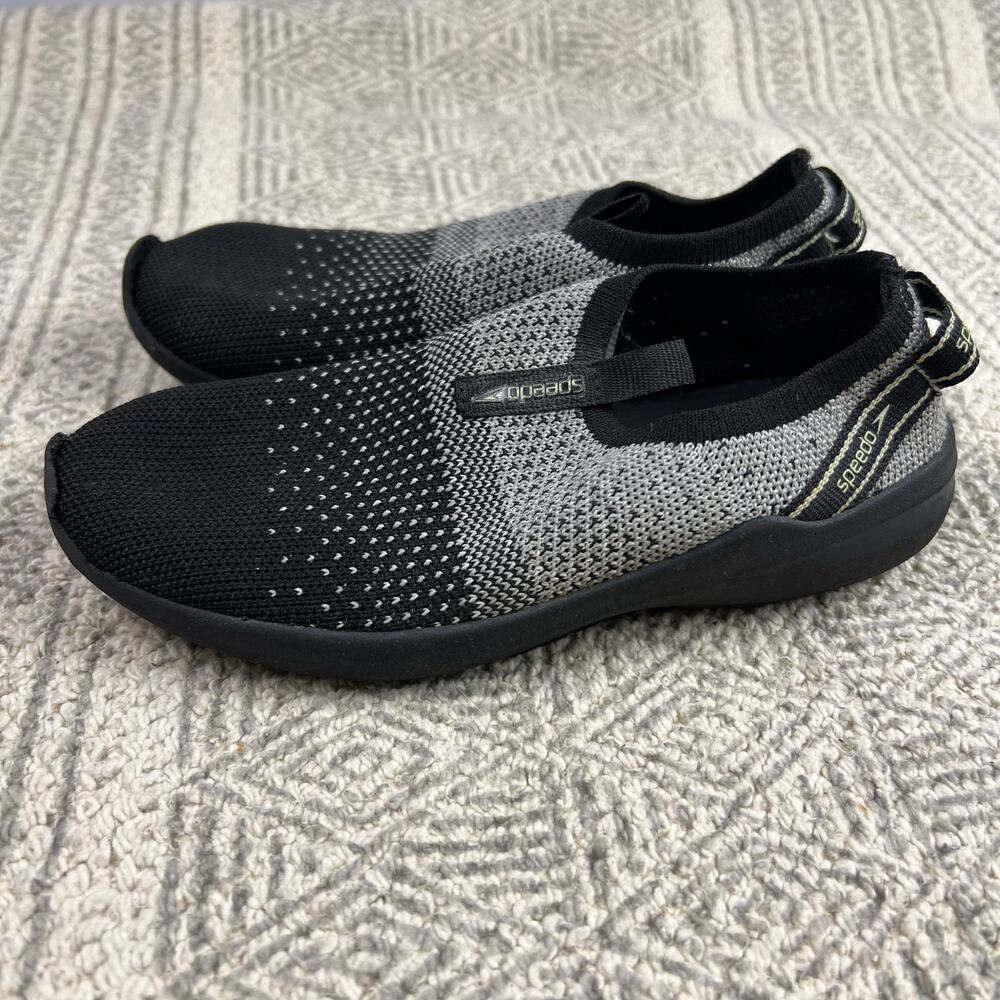 Speedo Surfknit Pro Water Shoes, Black Gray, Knit Mesh, Slip-On Aqua Sneakers - Picture 4 of 9